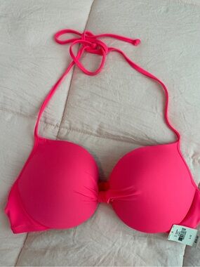 Hot Pink Padded Halter Bikini Top